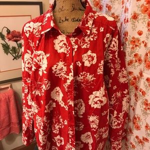Roamon's red floral button down. Size 26